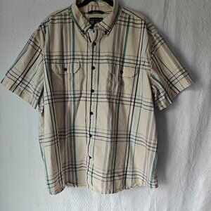 CARHARTT Men's Button Down Cotton Shirt Loose Fit Blue Plaid Size 3XL